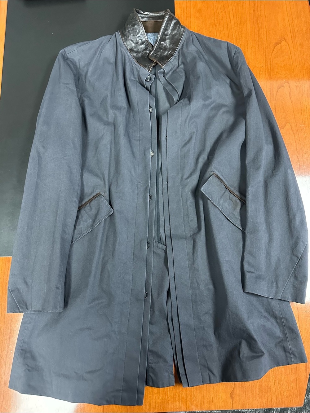 Billy Reid Leather Trim Walking Coat Gray - Walking Dead Governor